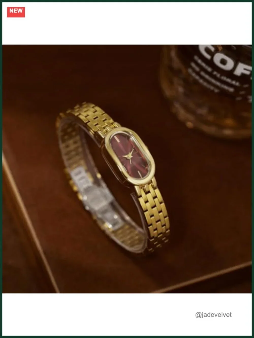 Vintage Oval Case Gold-Tone Women's Watch, Stainless Steel Bracelet,